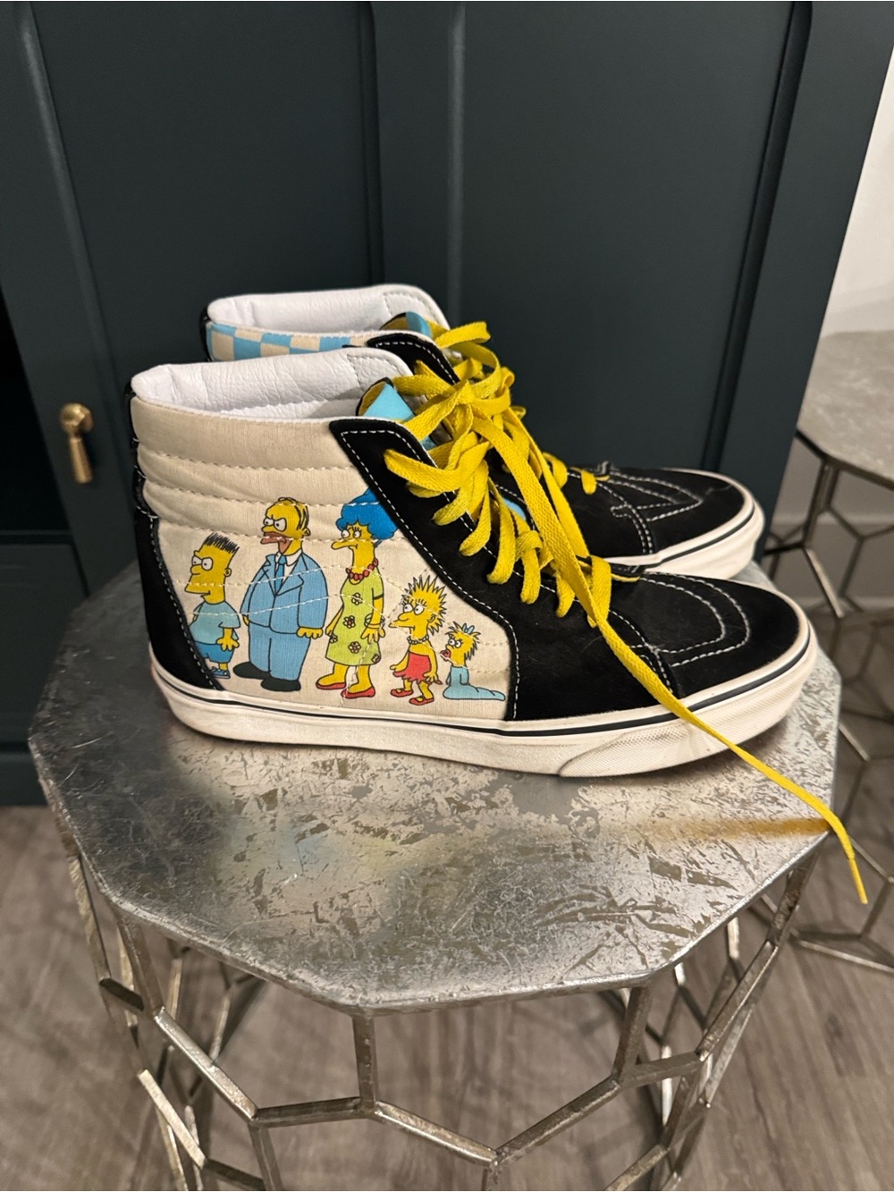 Vans High-Top Simpsons Sneakers in Black, Yellow, and Blue